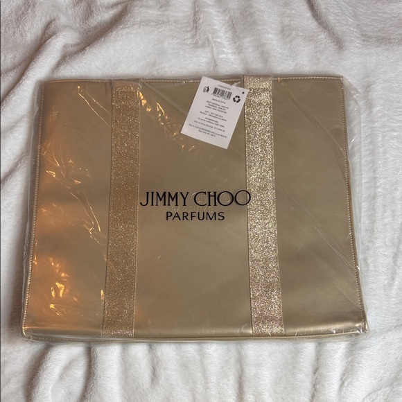 Jimmy Choo Handbags - NWT Jimmy Choo Gold Tote with Glitter Straps - Authentic Large Purse